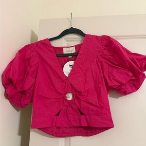 Cleobella Fuchsia Puff Sleeve Top
